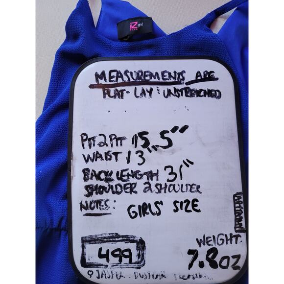 IZ BYER GIRL Cobalt Blue Tiered Ruffle Mini Dress Size 14Y Sleeveless Layered - Picture 5 of 9